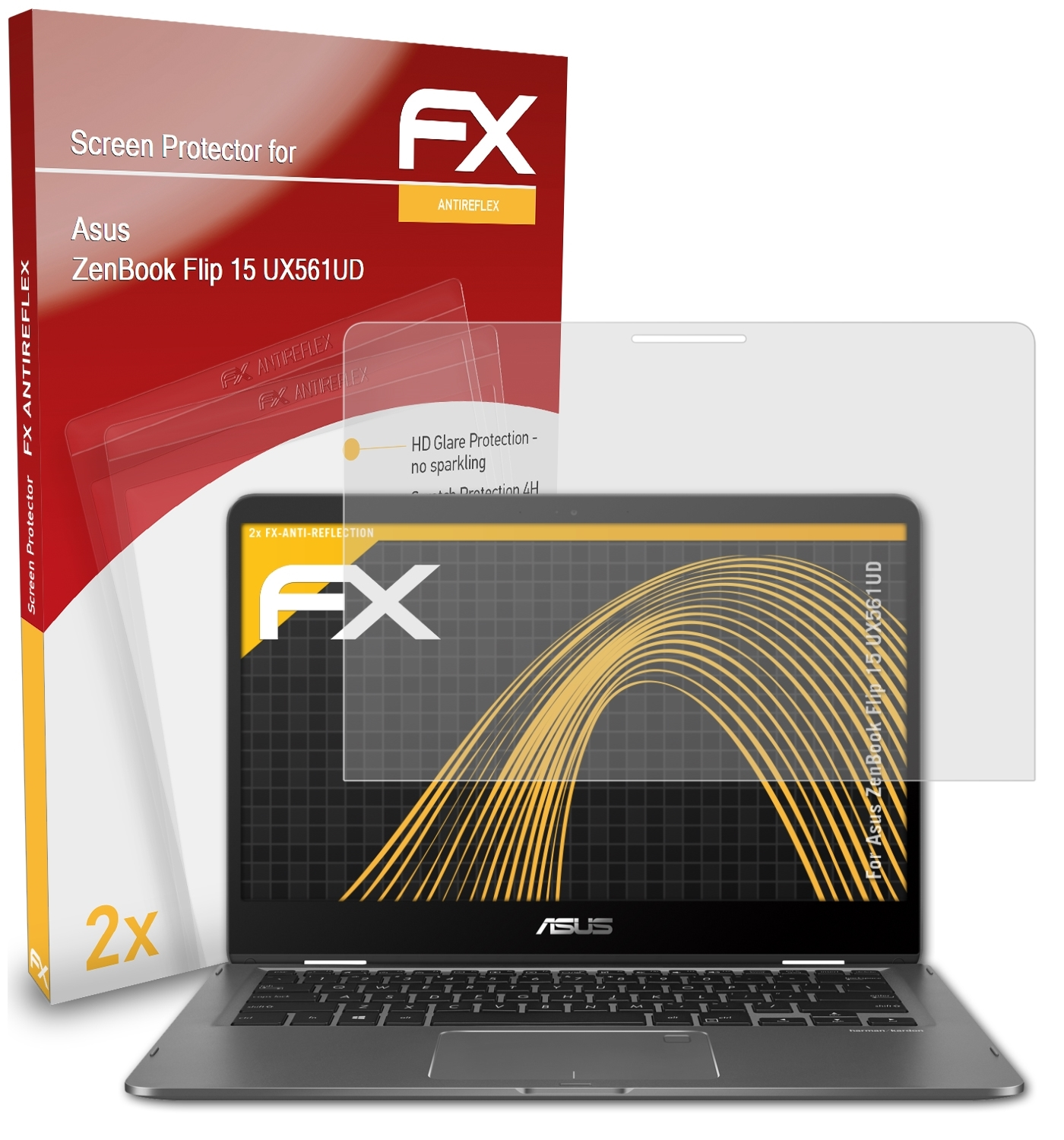Flip 2x Asus ZenBook (UX561UD)) FX-Antireflex ATFOLIX 15 Displayschutz(für