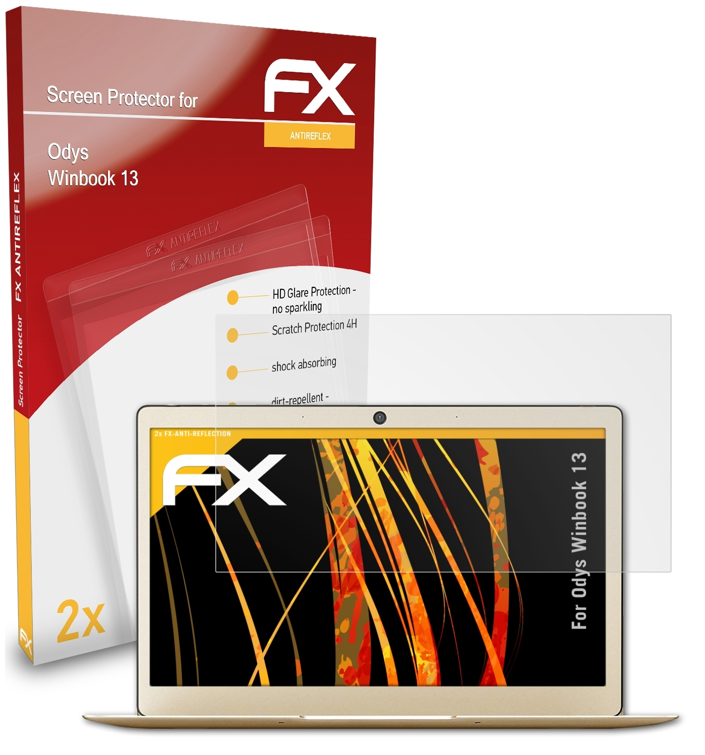 2x ATFOLIX 13) Odys FX-Antireflex Displayschutz(für Winbook