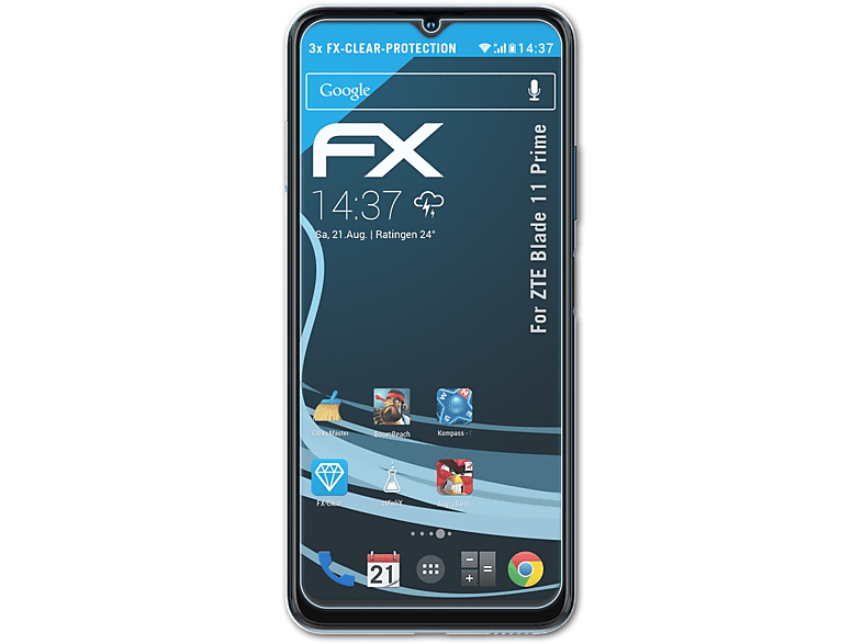 ATFOLIX 3x FX-Clear ZTE 11 Prime) Blade Displayschutz(für