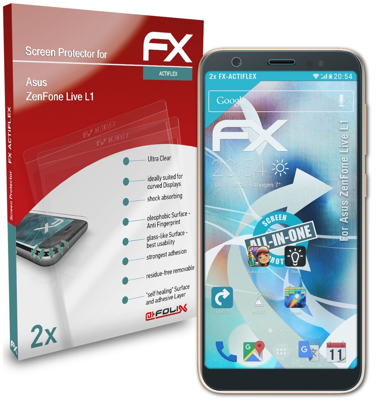 FX-ActiFleX L1) Displayschutz(für ZenFone Live 2x ATFOLIX Asus
