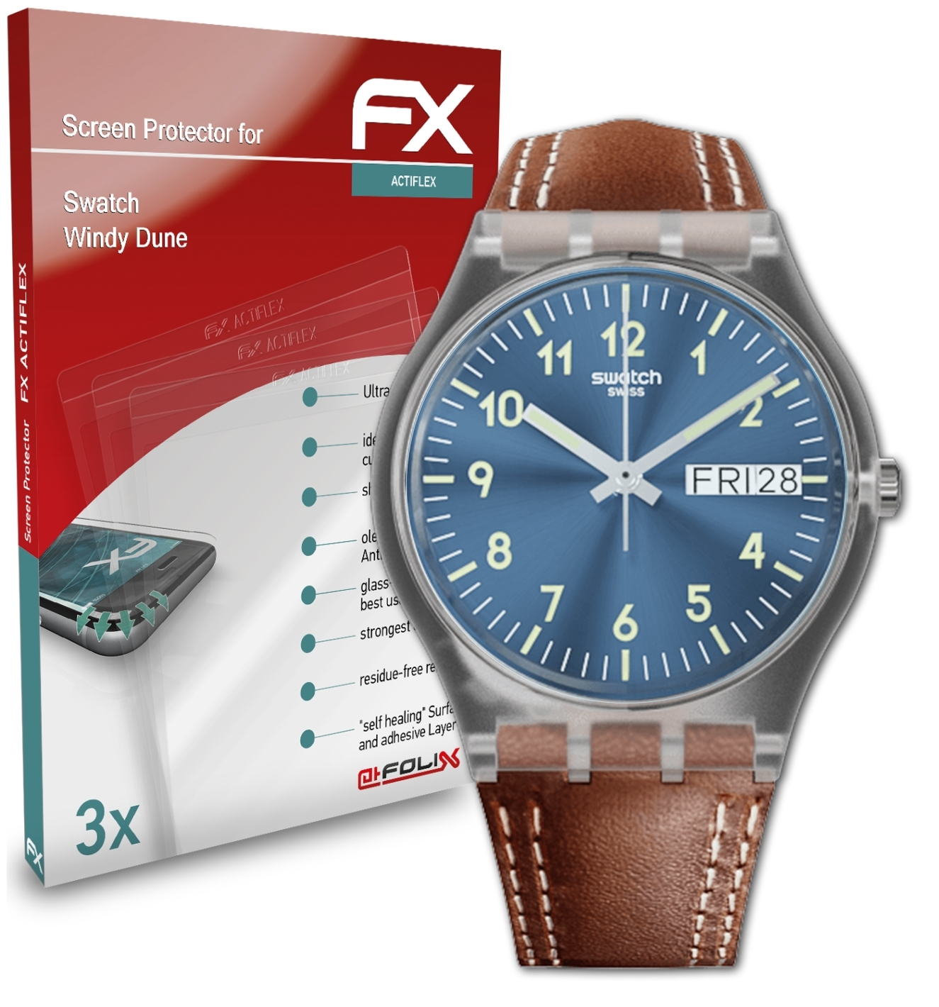 3x Swatch Displayschutz(für Dune) Windy ATFOLIX FX-ActiFleX