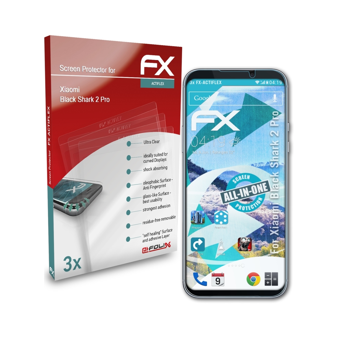 ATFOLIX 3x Shark Displayschutz(für Pro) Xiaomi Black 2 FX-ActiFleX