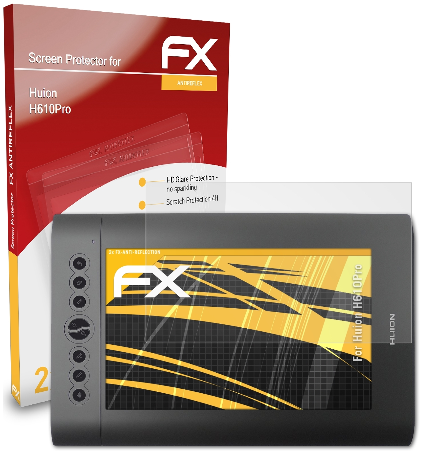 ATFOLIX 2x Huion FX-Antireflex Displayschutz(für H610Pro)