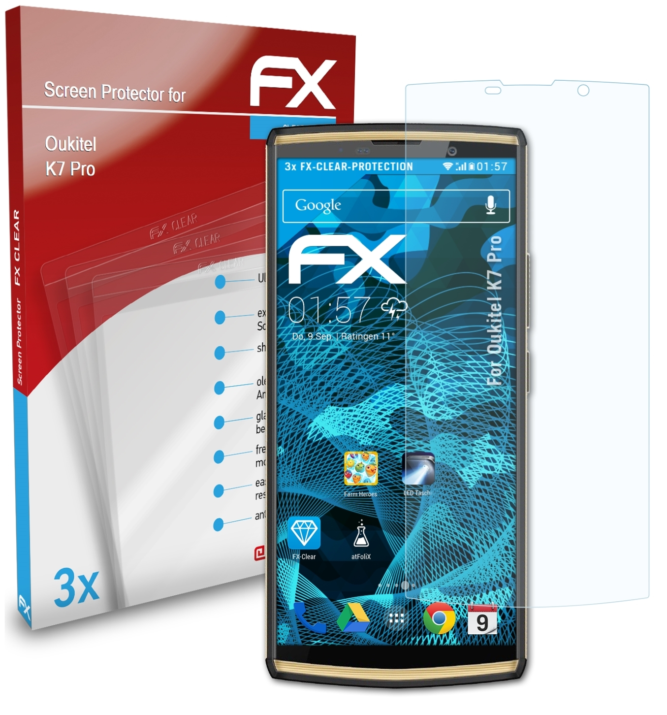 FX-Clear Oukitel ATFOLIX 3x Pro) K7 Displayschutz(für