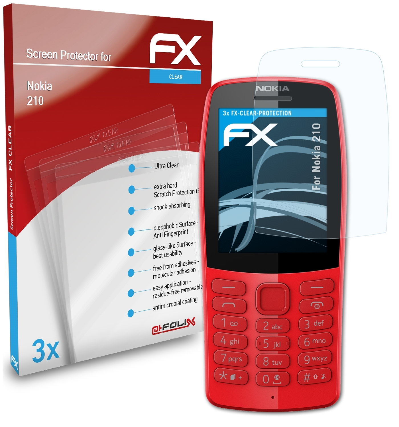 ATFOLIX 3x FX-Clear Displayschutz(für Nokia 210)