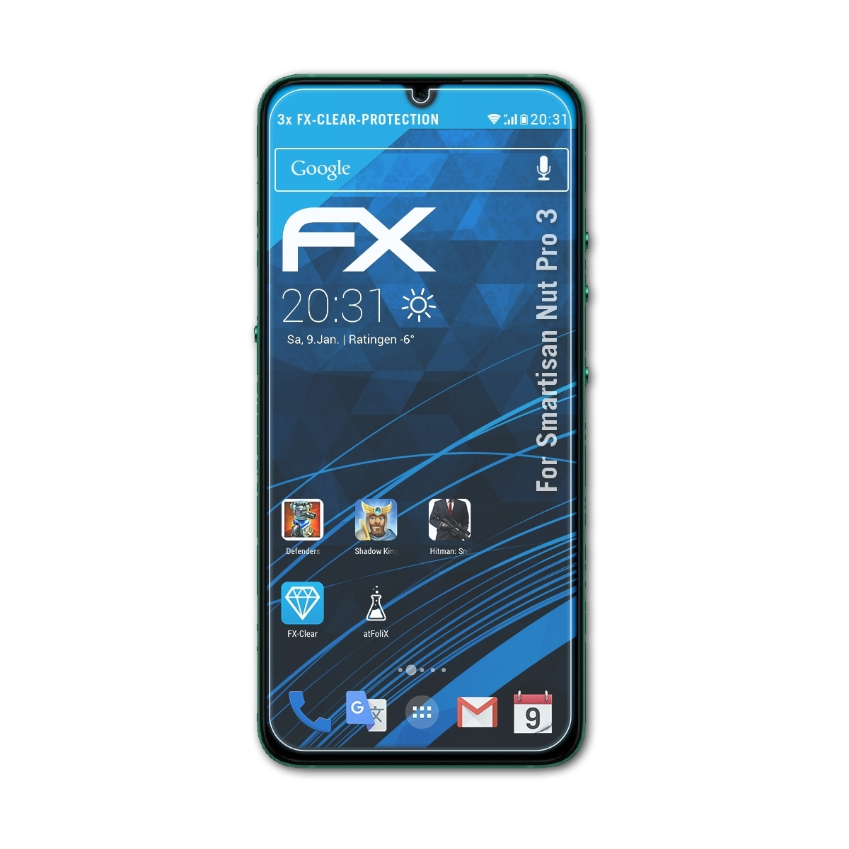 ATFOLIX Nut Pro 3) 3x Displayschutz(für FX-Clear Smartisan
