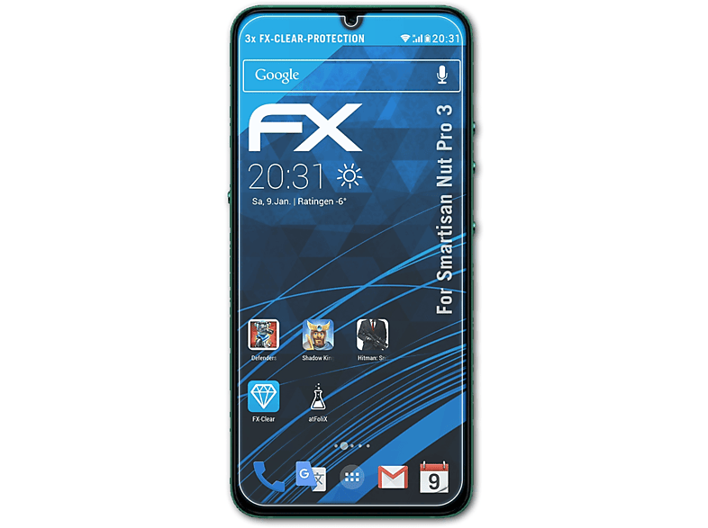 ATFOLIX 3x FX-Clear Displayschutz(für Smartisan Nut 3) Pro