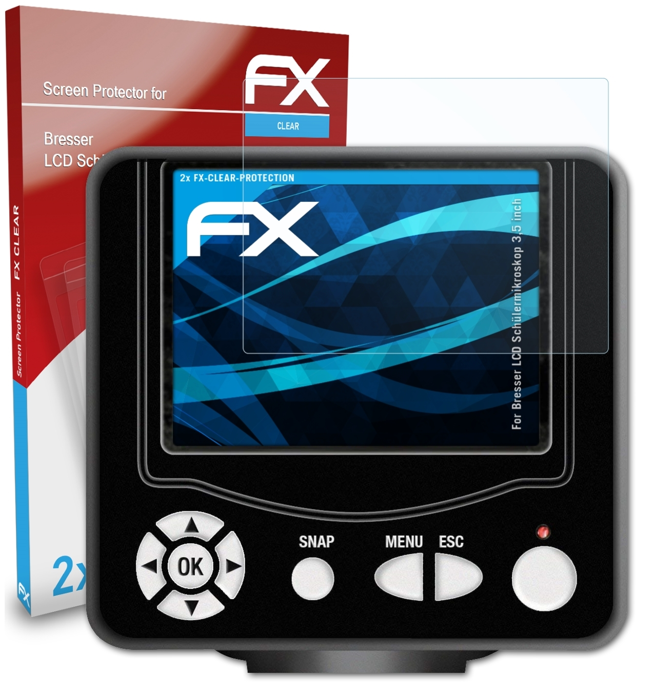 ATFOLIX 2x FX-Clear Displayschutz(für (3,5 Schülermikroskop inch)) LCD Bresser