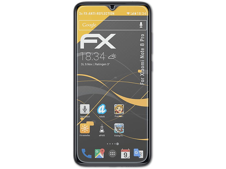 ATFOLIX 3x FX-Antireflex Displayschutz(für 8 Xiaomi Note Pro)