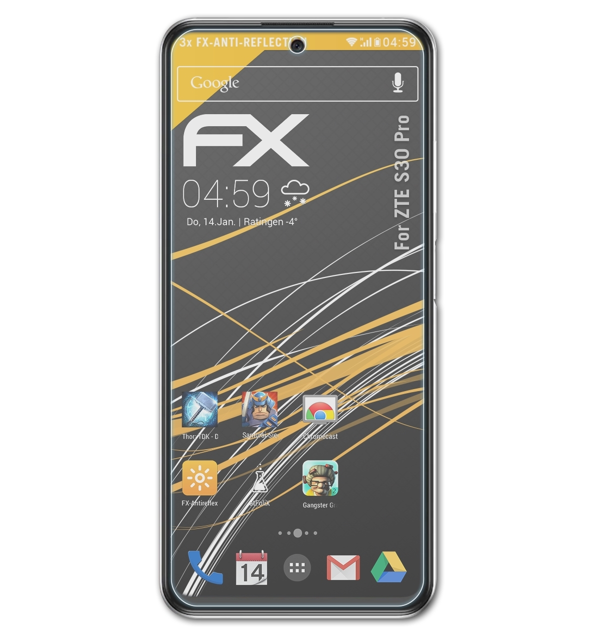 ZTE FX-Antireflex Displayschutz(für Pro) ATFOLIX S30 3x