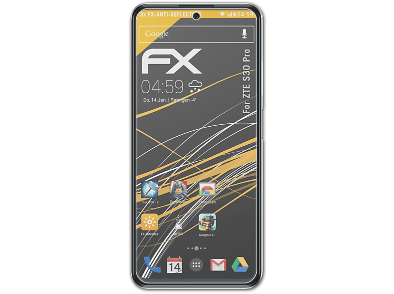 FX-Antireflex ATFOLIX ZTE S30 Pro) 3x Displayschutz(für