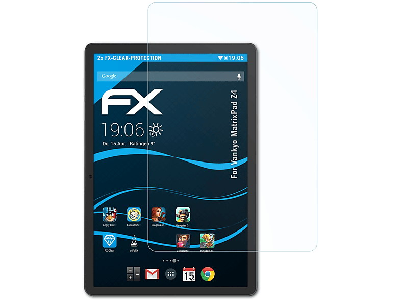 ATFOLIX 2x FX-Clear Displayschutz(für Z4) MatrixPad Vankyo