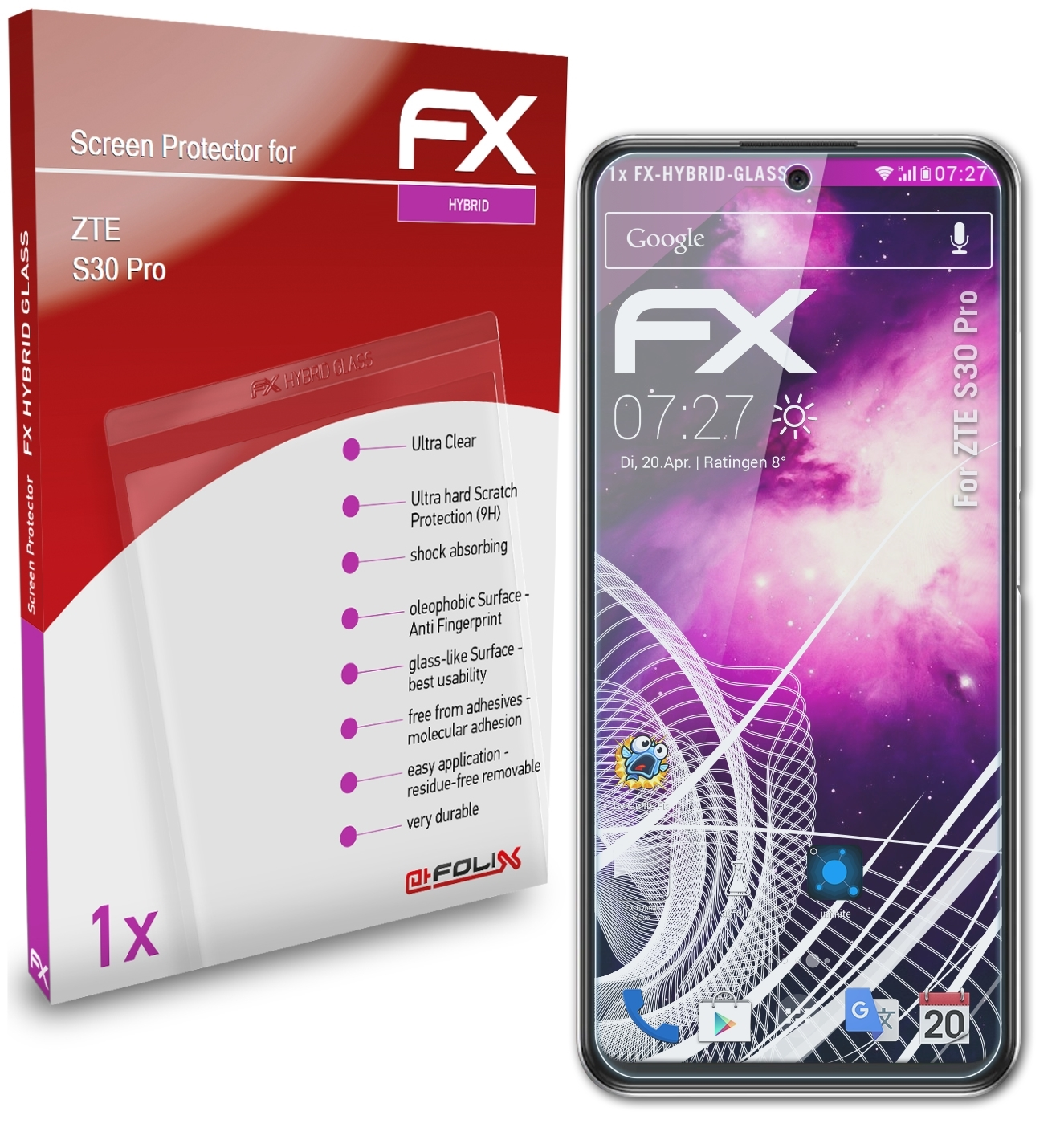 ZTE FX-Hybrid-Glass Schutzglas(für Pro) S30 ATFOLIX