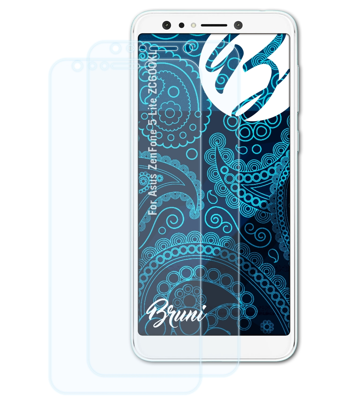 BRUNI 2x Basics-Clear Schutzfolie(für Lite Asus ZenFone 5 (ZC600KL))