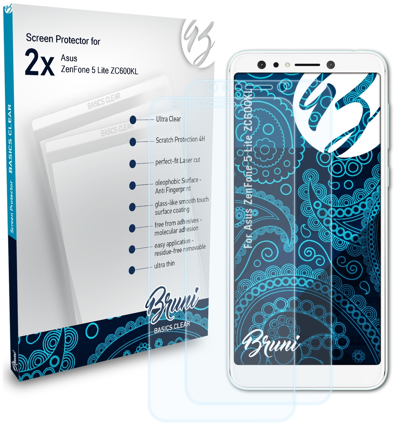 ZenFone Basics-Clear Lite 5 Asus BRUNI (ZC600KL)) Schutzfolie(für 2x