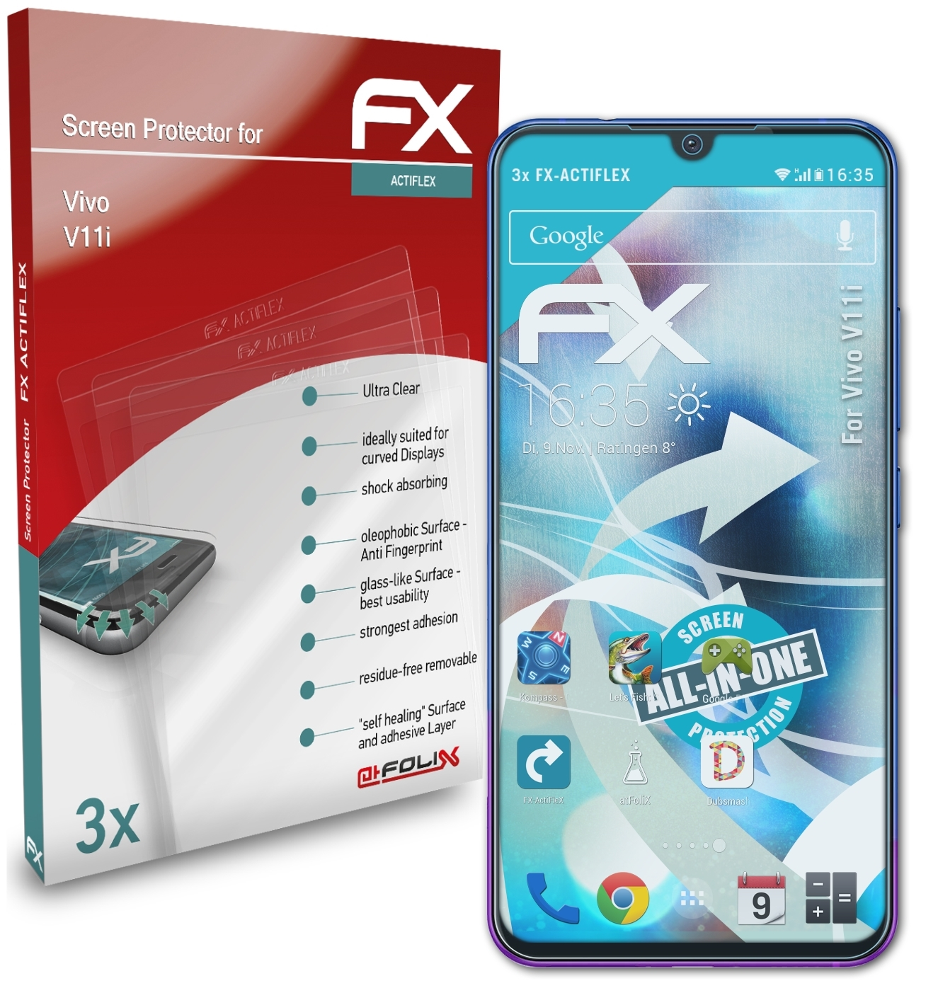 ATFOLIX 3x V11i) FX-ActiFleX Vivo Displayschutz(für