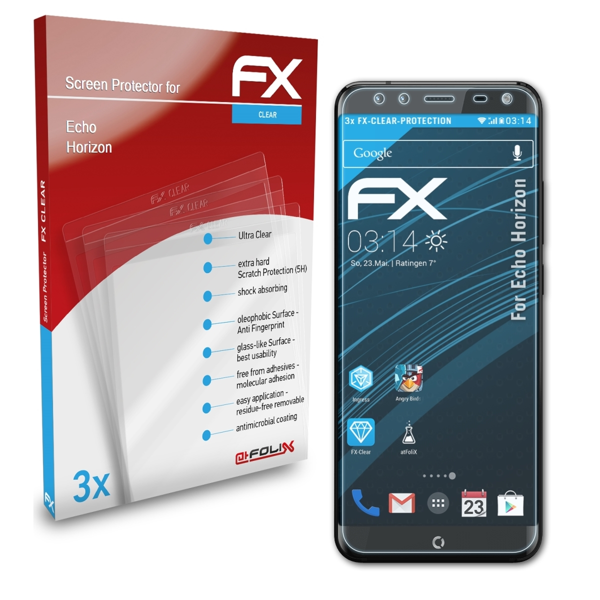 ATFOLIX 3x FX-Clear Displayschutz(für Horizon) Echo