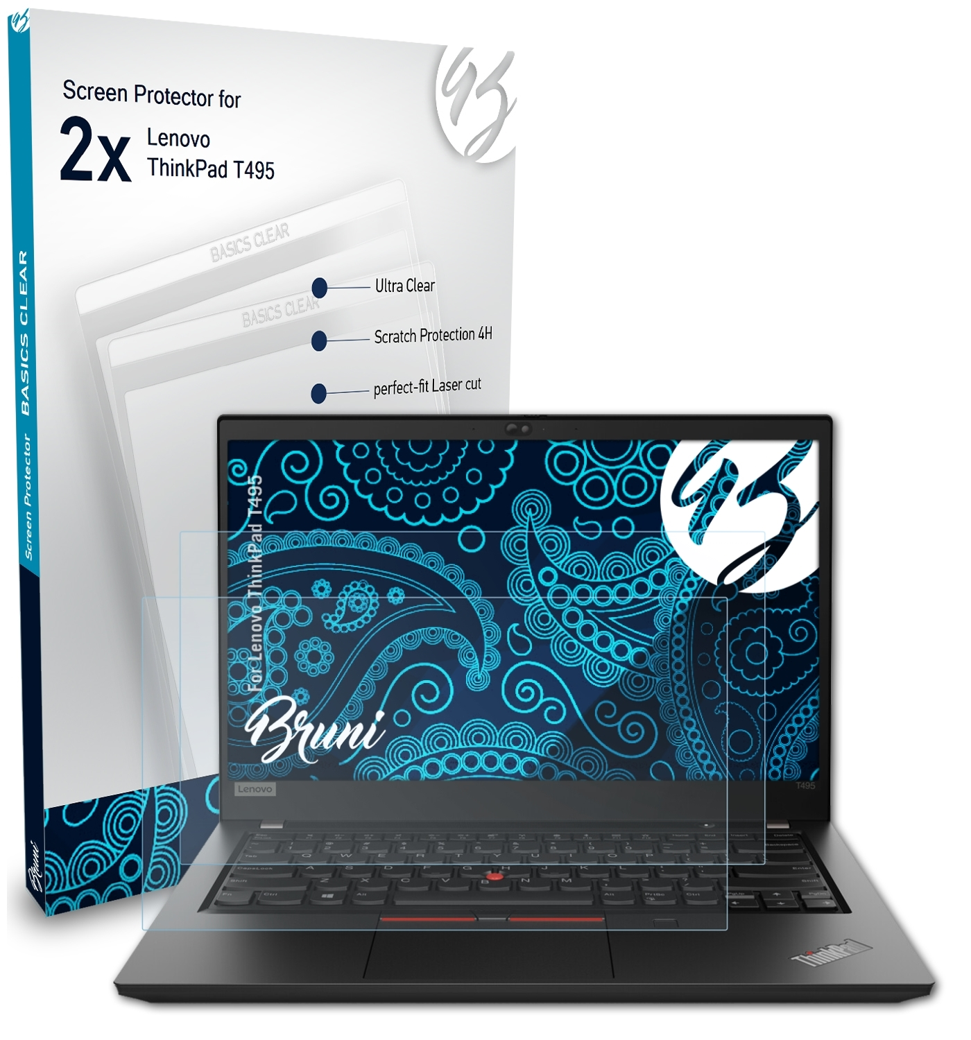 BRUNI 2x Basics-Clear Schutzfolie(für Lenovo ThinkPad T495)