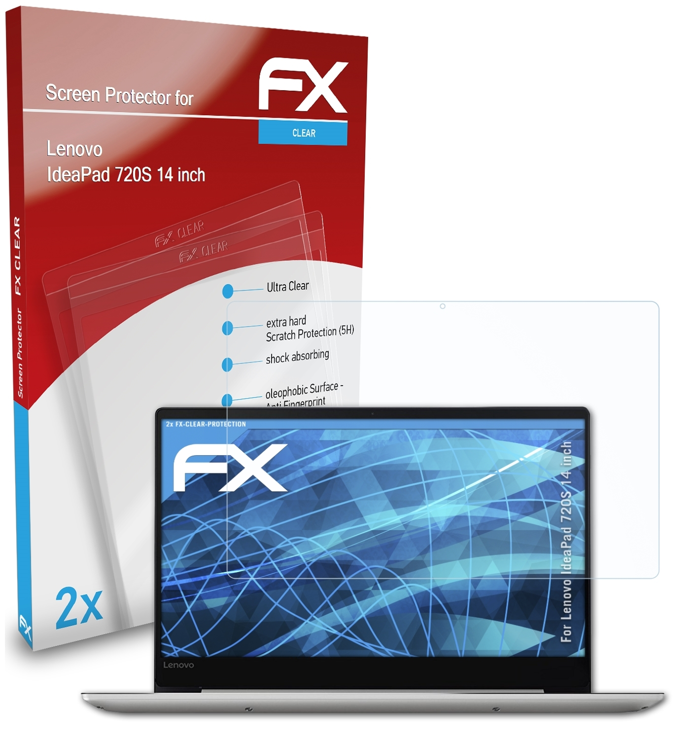 ATFOLIX 2x IdeaPad FX-Clear Lenovo 720S Displayschutz(für (14 inch))