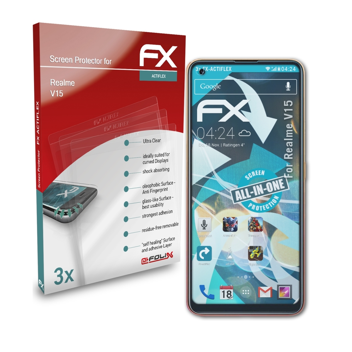 V15) Displayschutz(für Realme ATFOLIX FX-ActiFleX 3x