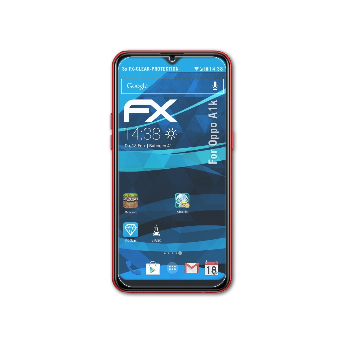 Displayschutz(für ATFOLIX A1k) 3x Oppo FX-Clear