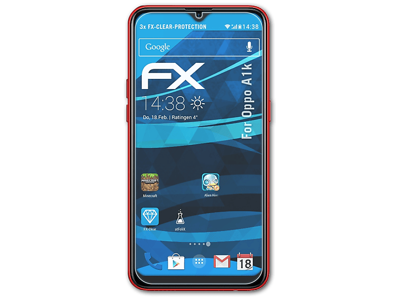 Displayschutz(für ATFOLIX A1k) 3x Oppo FX-Clear