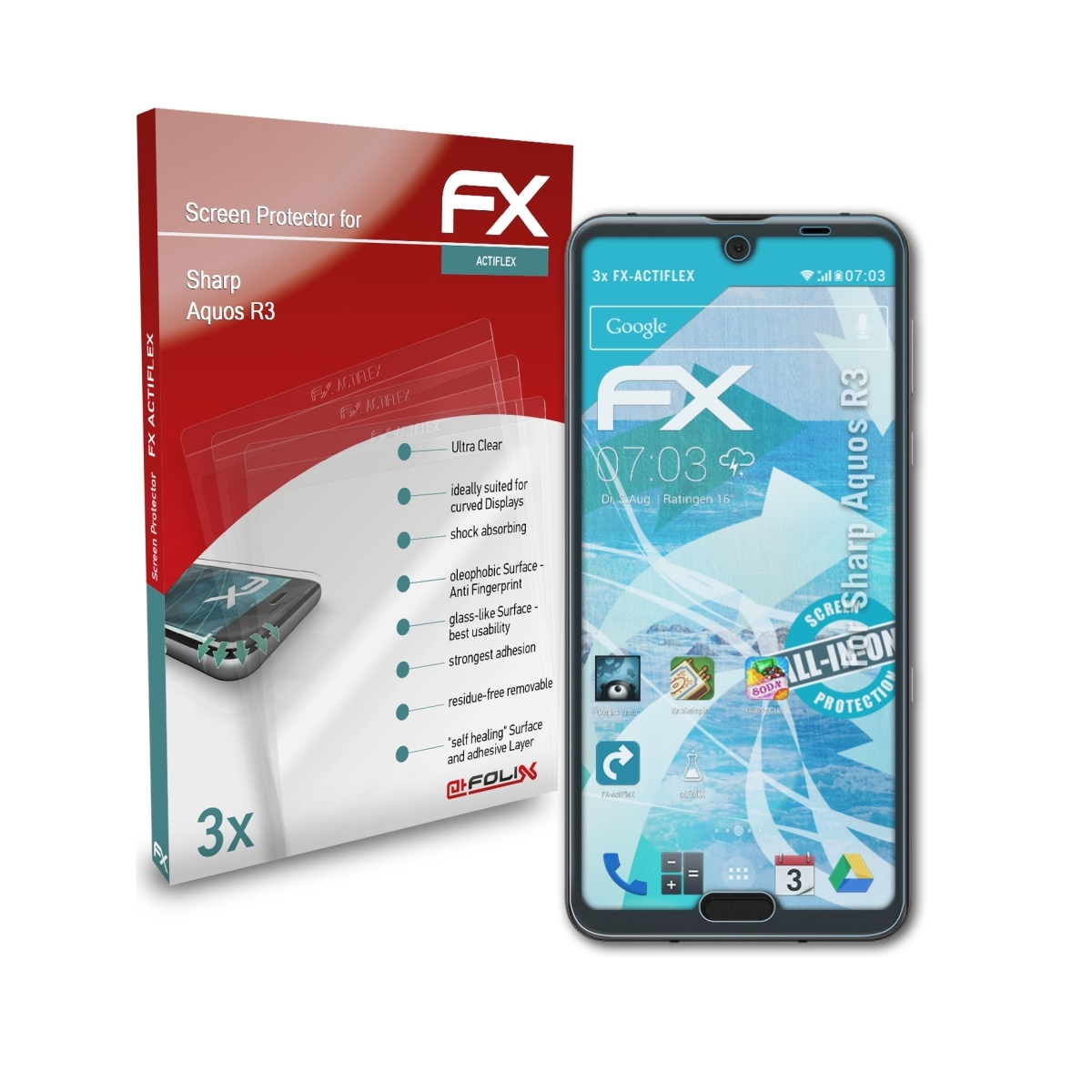 R3) Aquos FX-ActiFleX Sharp ATFOLIX 3x Displayschutz(für