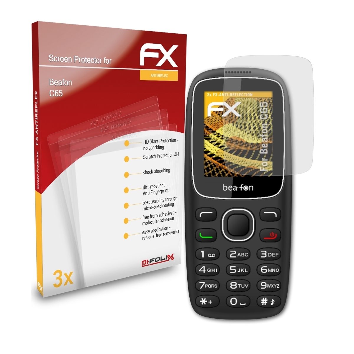 ATFOLIX 3x FX-Antireflex Displayschutz(für Beafon C65)