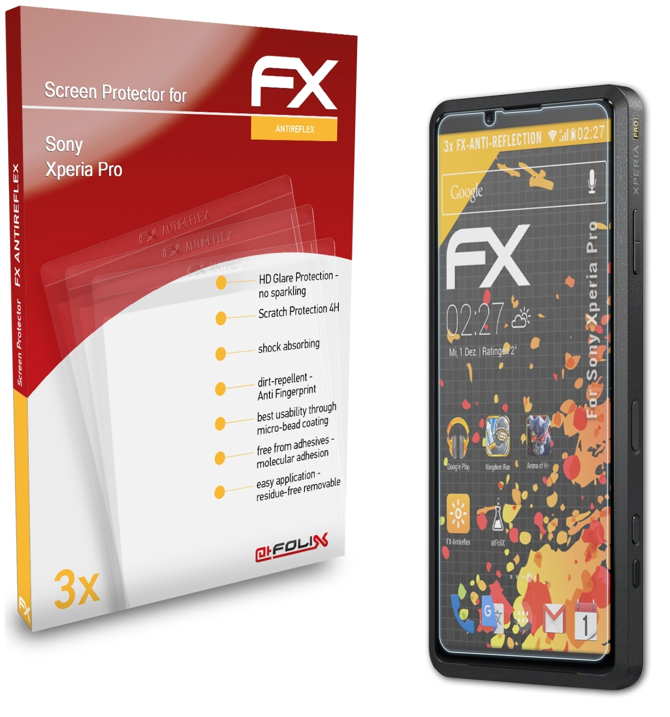 FX-Antireflex Sony 3x Pro) Xperia ATFOLIX Displayschutz(für