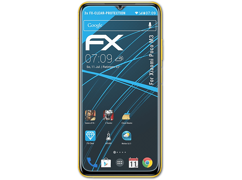 ATFOLIX 3x FX-Clear Displayschutz(für Xiaomi Poco M3)