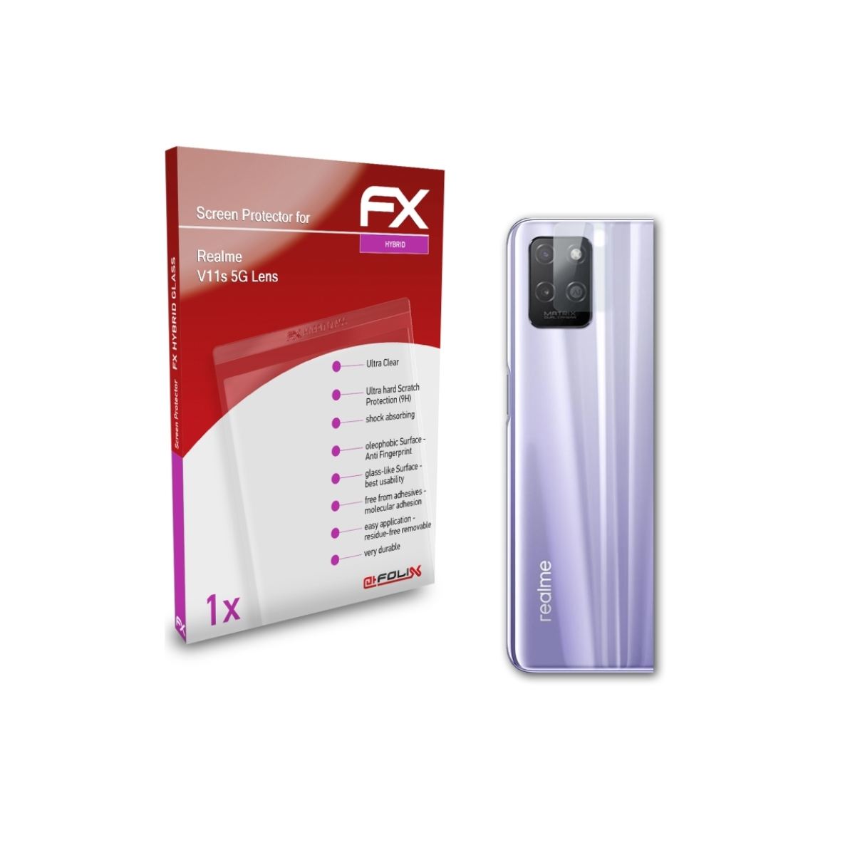 ATFOLIX FX-Hybrid-Glass 5G Realme Lens) Schutzglas(für V11s
