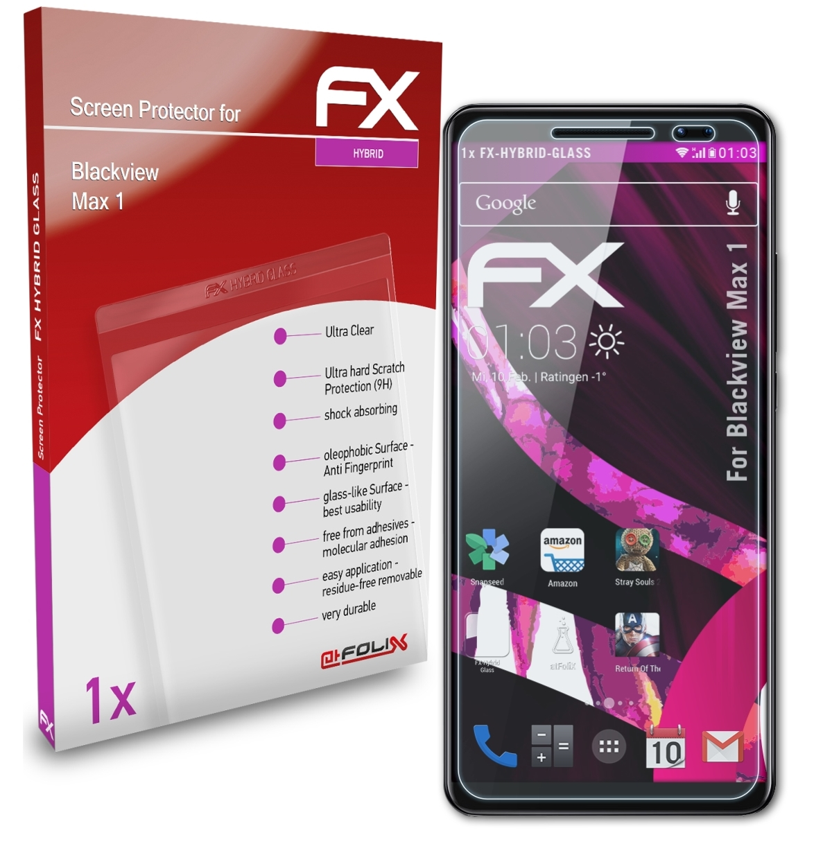 1) FX-Hybrid-Glass Max ATFOLIX Schutzglas(für Blackview