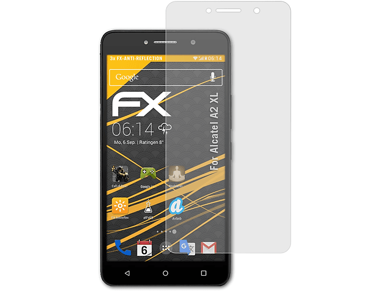 ATFOLIX 3x FX-Antireflex Displayschutz(für Alcatel A2 XL)