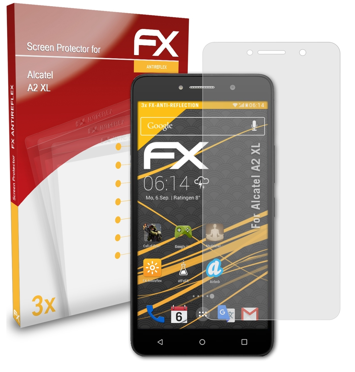 ATFOLIX 3x FX-Antireflex Alcatel Displayschutz(für XL) A2