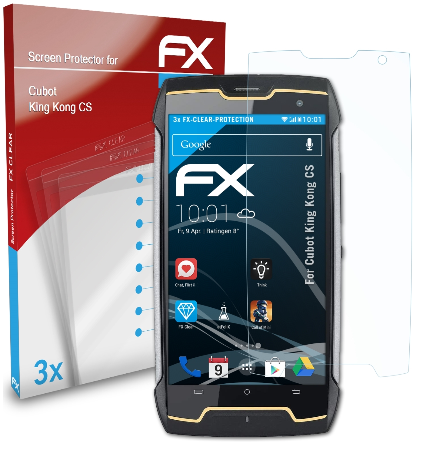 Displayschutz(für Kong FX-Clear ATFOLIX King 3x Cubot CS)