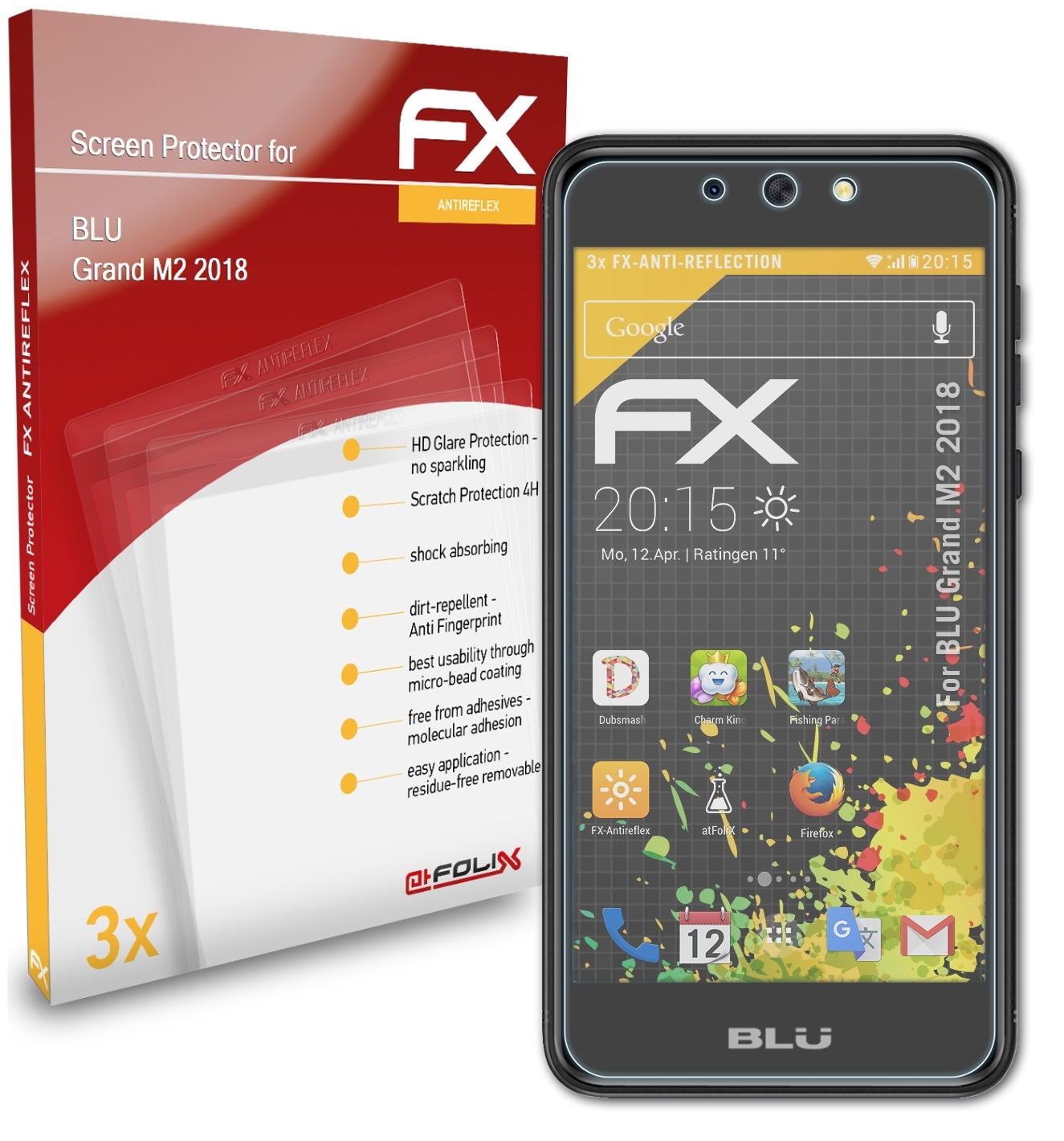 BLU Grand 3x ATFOLIX FX-Antireflex Displayschutz(für (2018)) M2
