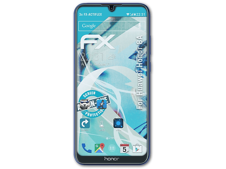 ATFOLIX 3x FX-ActiFleX Displayschutz(für Huawei Honor 8A)