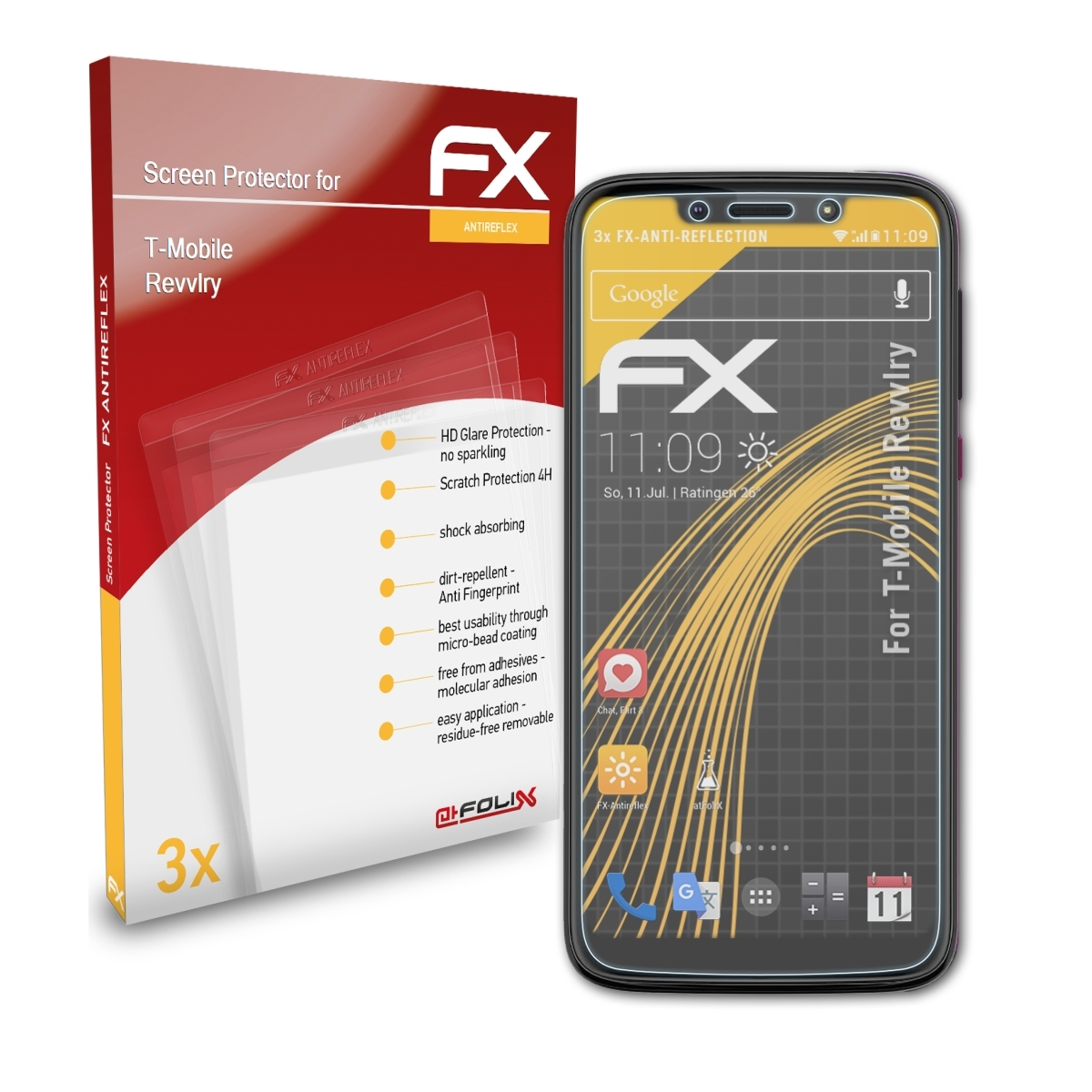 FX-Antireflex Displayschutz(für 3x Revvlry) ATFOLIX T-Mobile