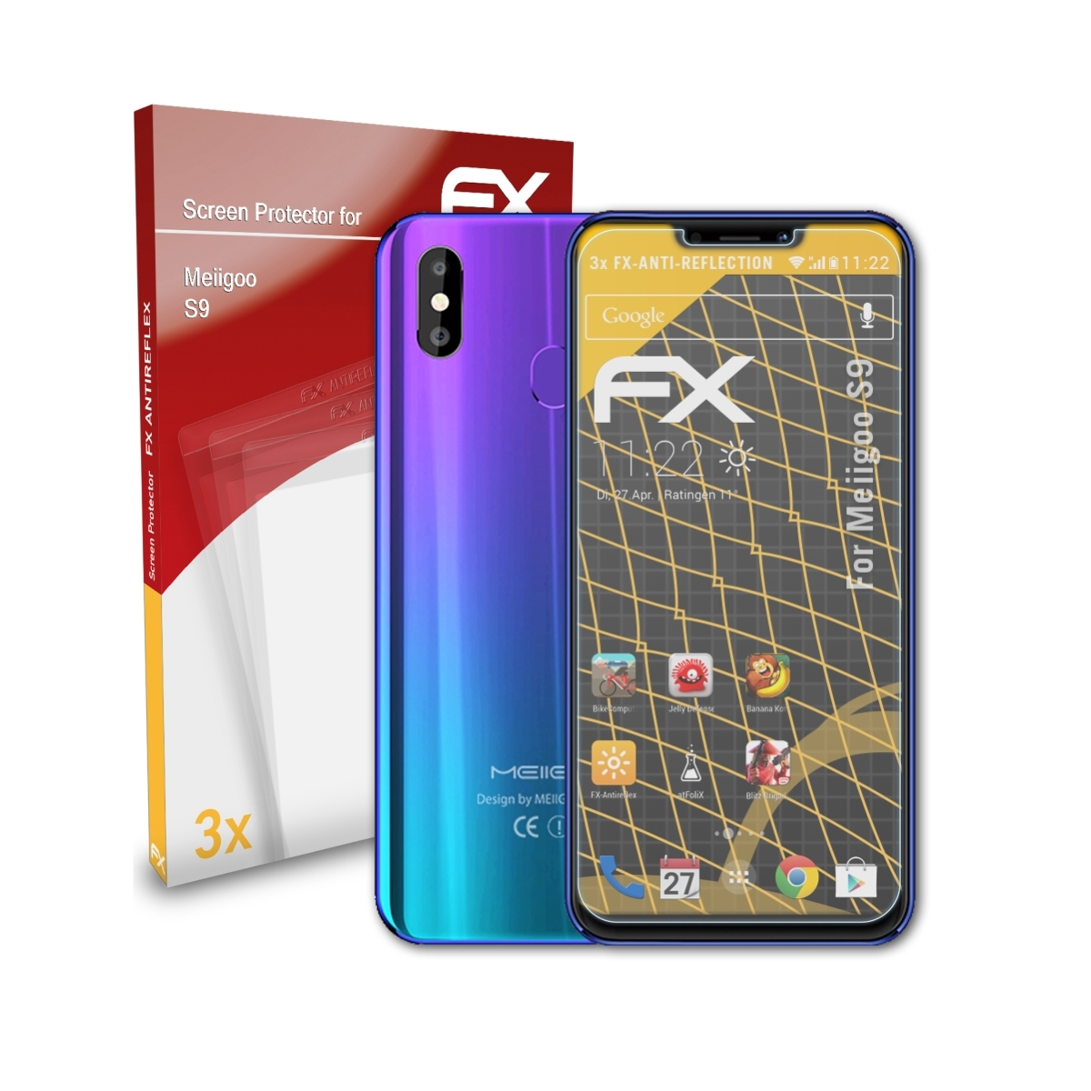 ATFOLIX 3x FX-Antireflex Displayschutz(für S9) Meiigoo