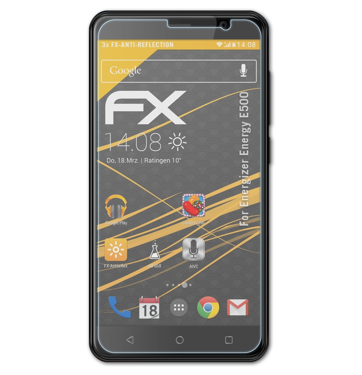 ATFOLIX 3x FX-Antireflex Displayschutz(für Energizer E500) Energy
