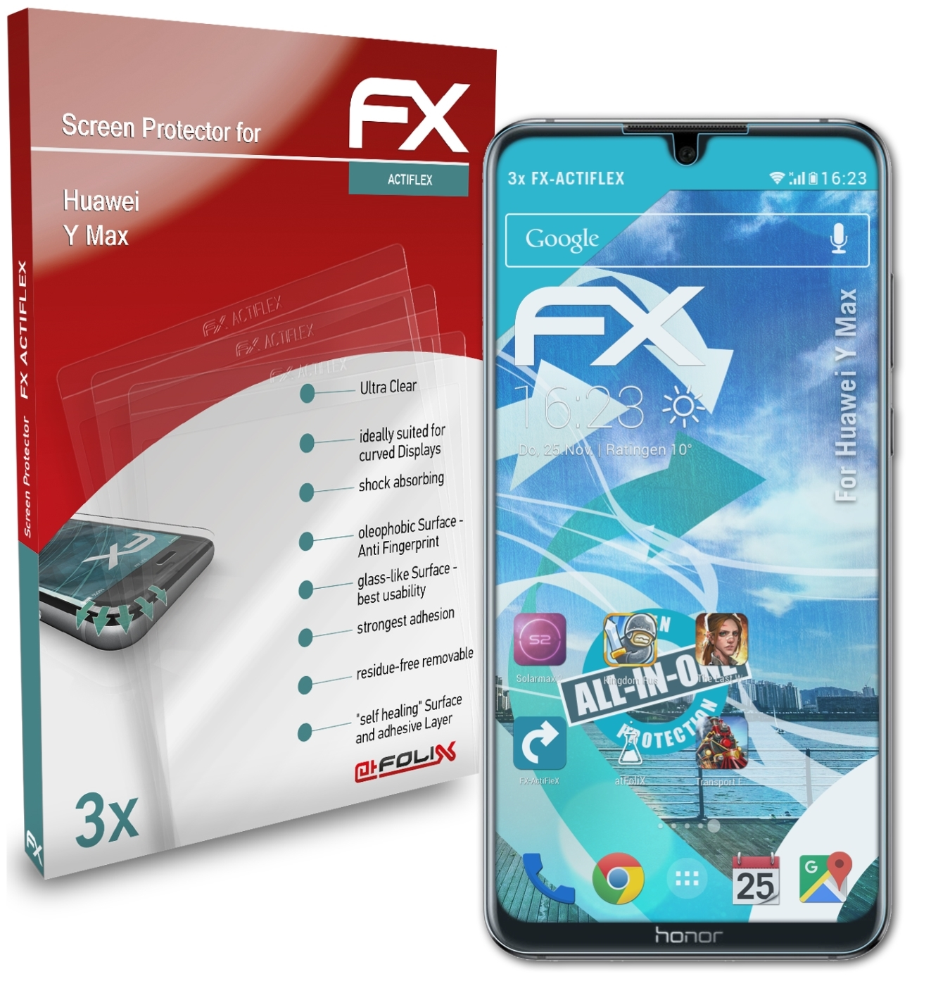 ATFOLIX 3x FX-ActiFleX Displayschutz(für Huawei Y Max)