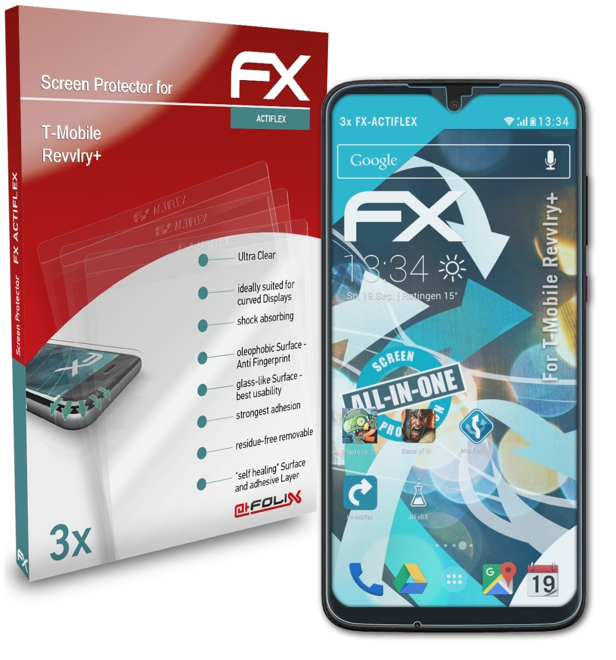 3x Revvlry+) FX-ActiFleX ATFOLIX Displayschutz(für T-Mobile