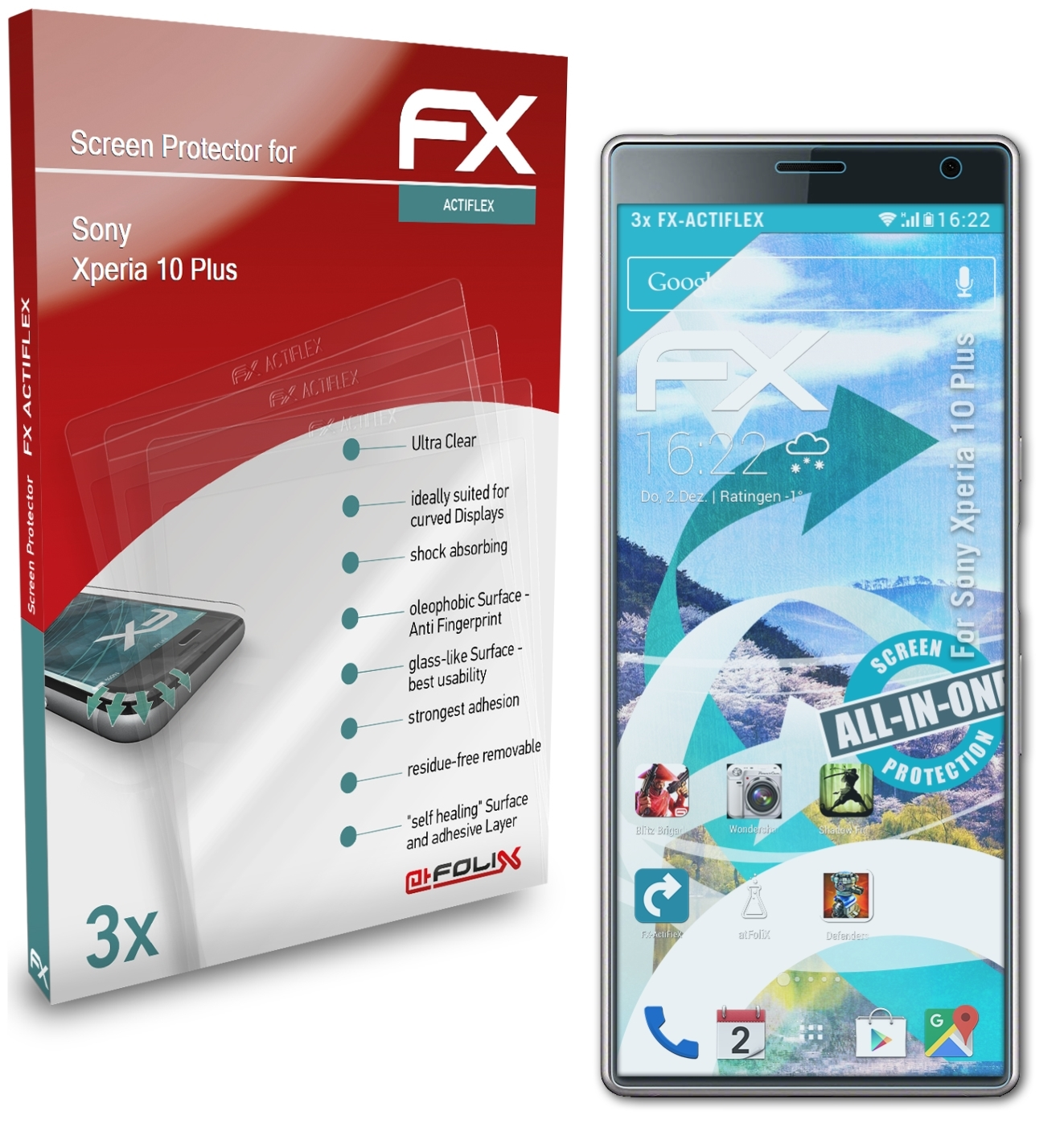 3x 10 Displayschutz(für Xperia ATFOLIX Sony FX-ActiFleX Plus)