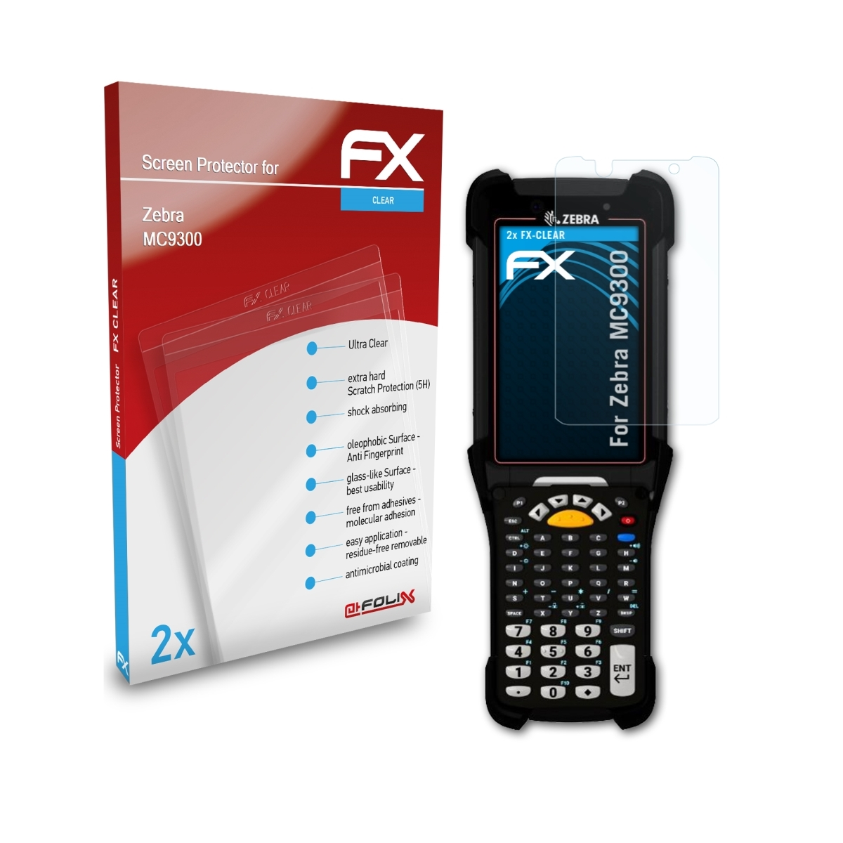 ATFOLIX Zebra MC9300) FX-Clear 2x Displayschutz(für