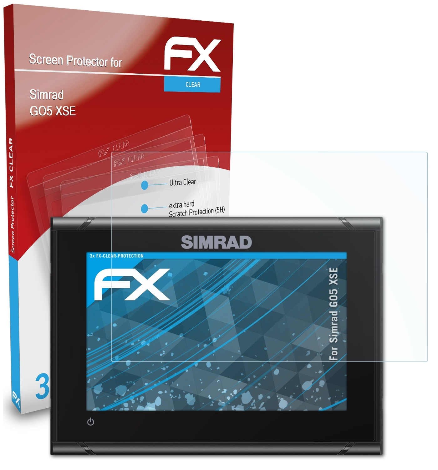 Simrad FX-Clear Displayschutz(für XSE) ATFOLIX 3x GO5