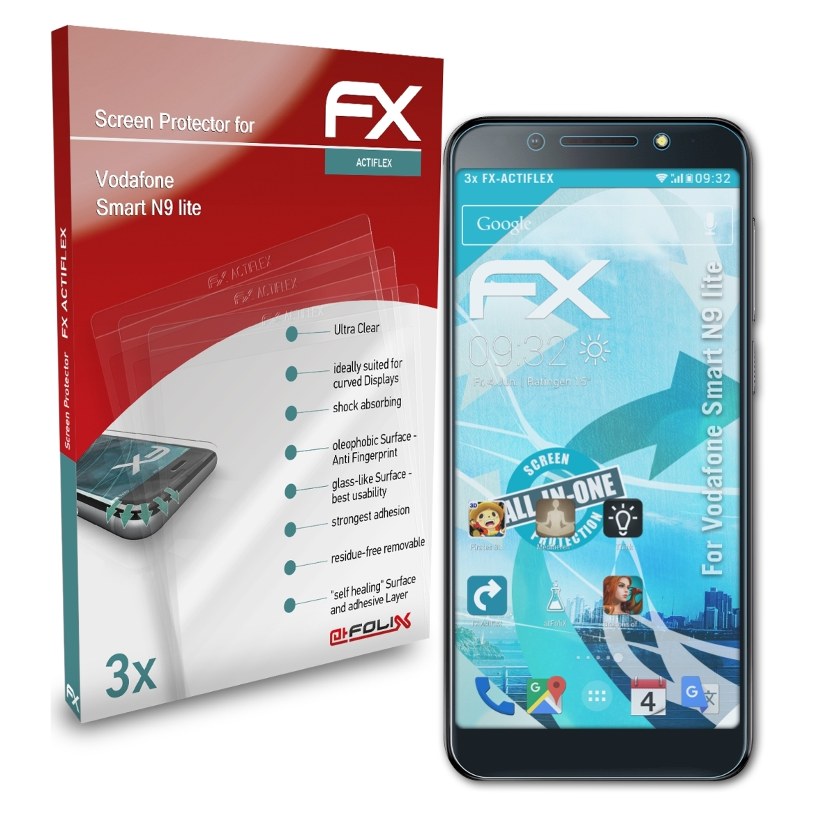 ATFOLIX 3x N9 FX-ActiFleX Smart Vodafone lite) Displayschutz(für