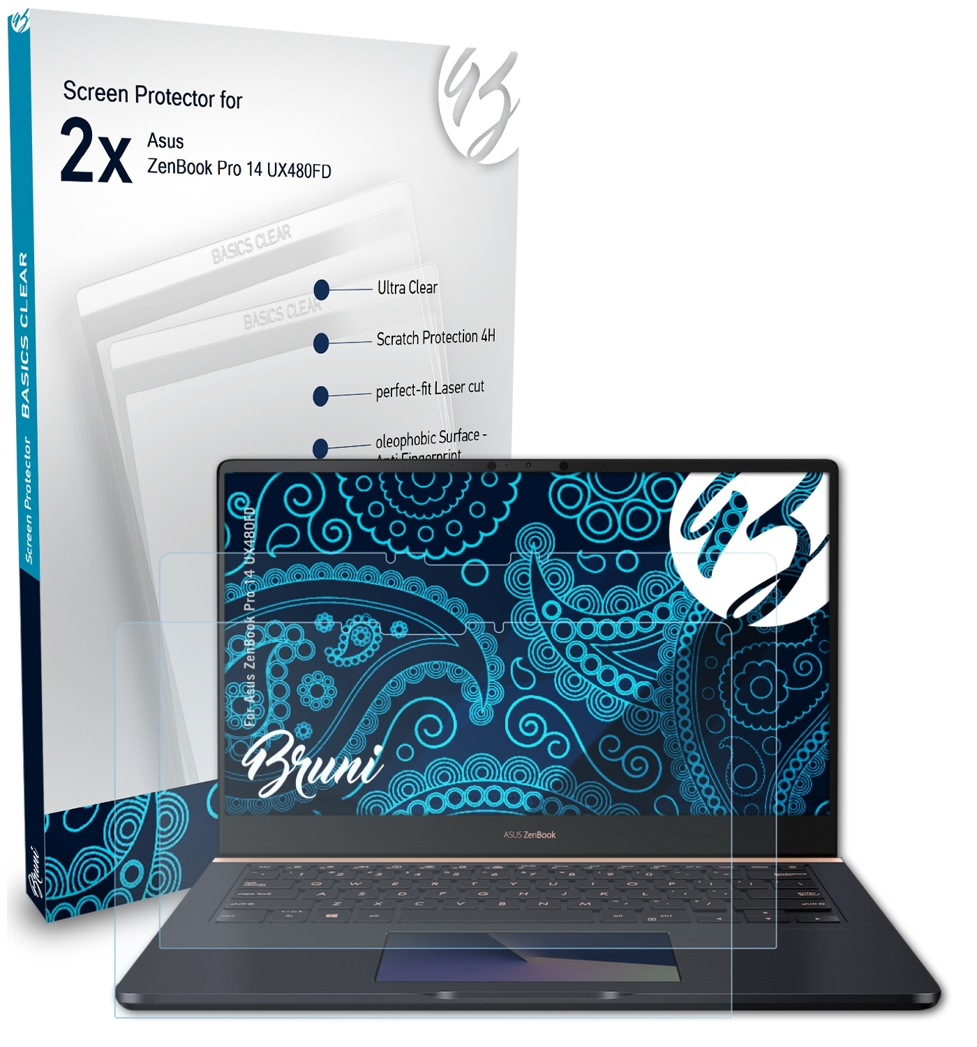 2x BRUNI Asus (UX480FD)) Basics-Clear 14 Schutzfolie(für Pro ZenBook