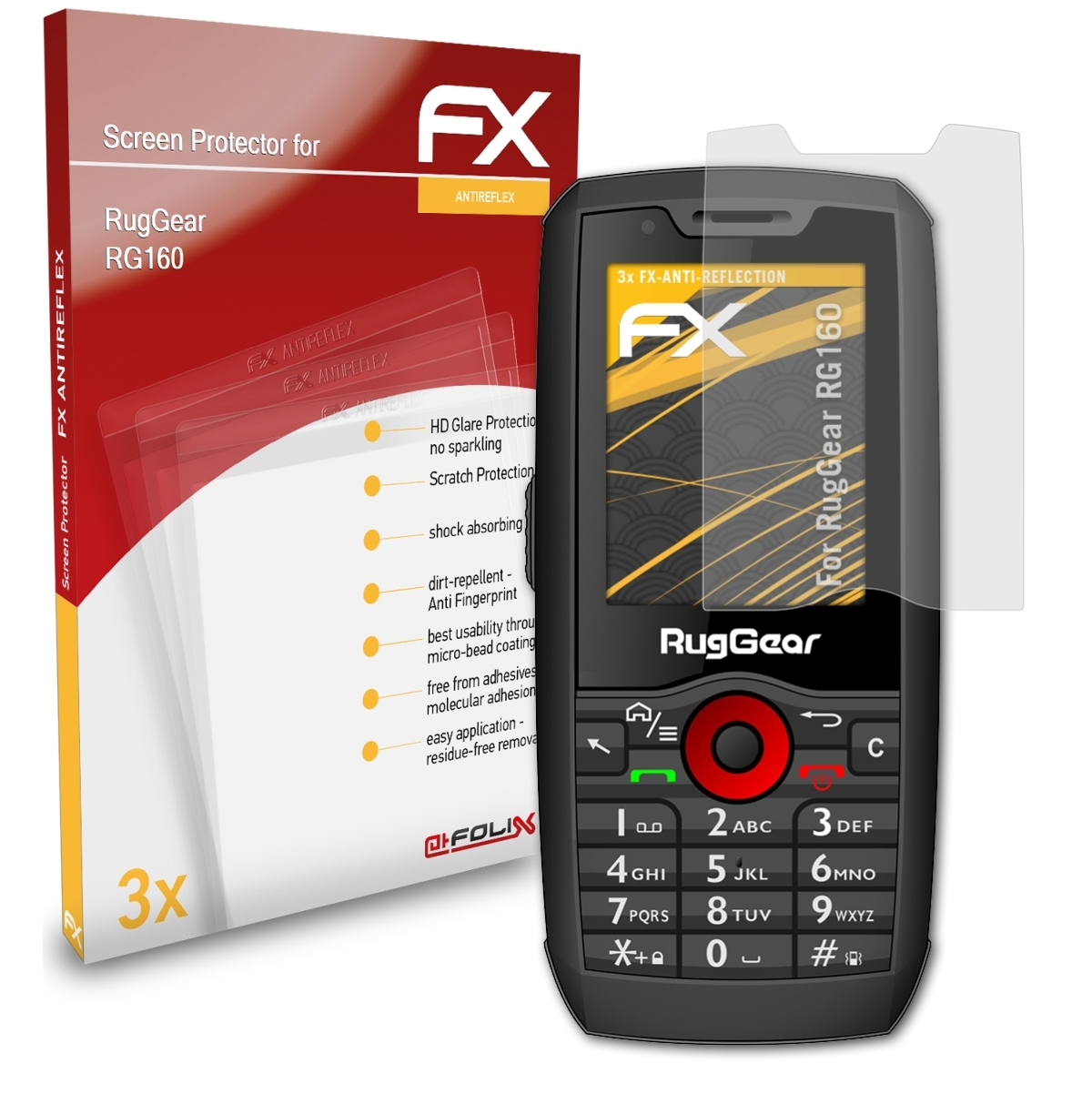 ATFOLIX 3x FX-Antireflex RugGear RG160) Displayschutz(für