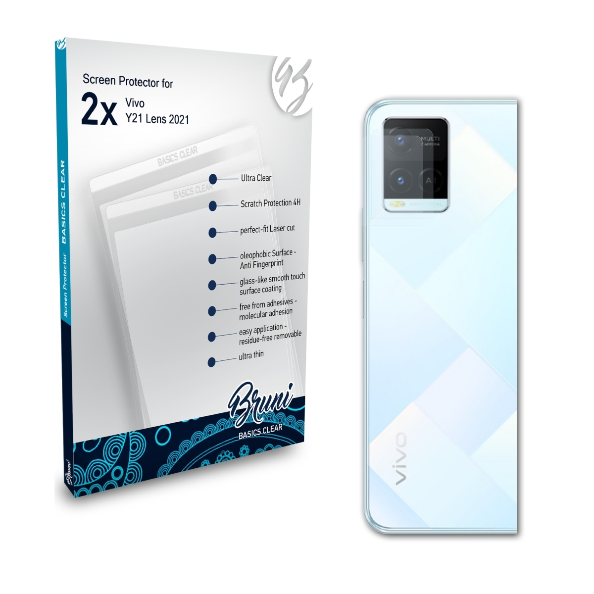 2x Schutzfolie(für Basics-Clear BRUNI Lens (2021)) Y21 Vivo