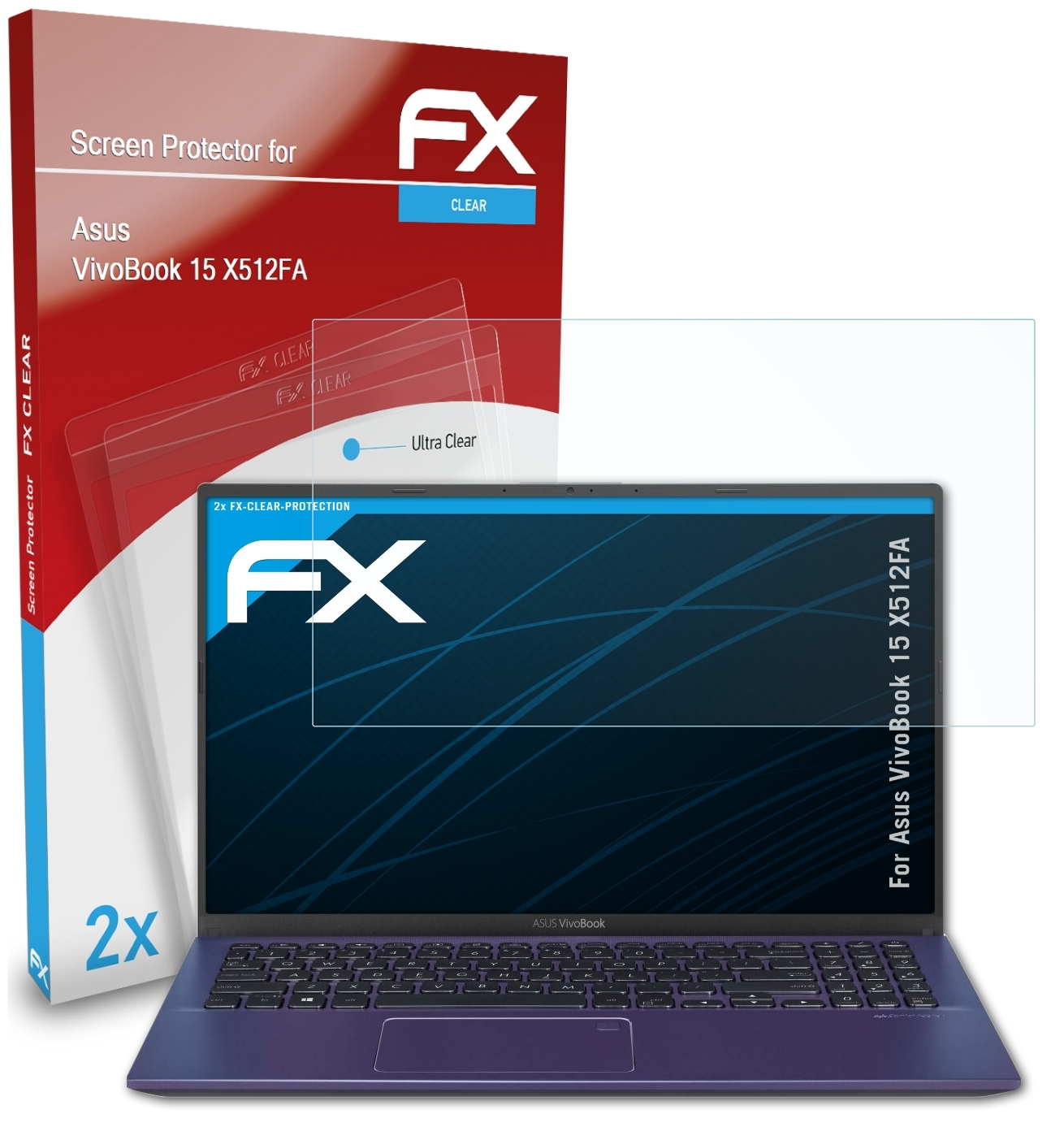 ATFOLIX 15 (X512FA)) 2x FX-Clear Displayschutz(für VivoBook Asus